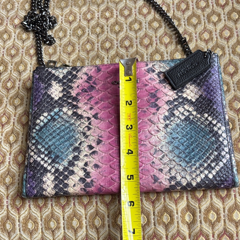 Coach Embossed Python Snake Skin Pink and Black Purse. - Picture 6 of 13